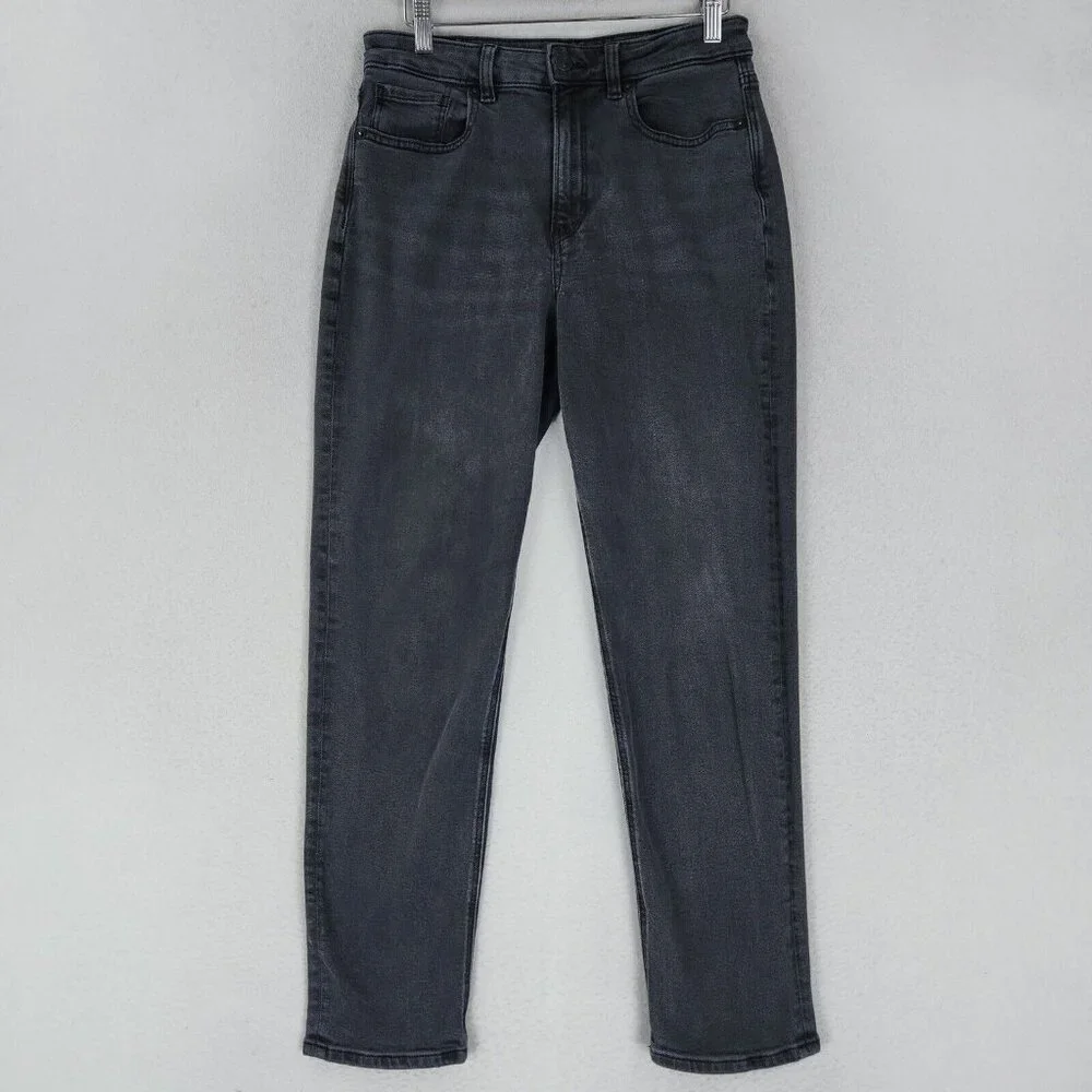 American Eagle Jeans Womens 6 Washed Black Mom Jean Stretch High Rise Denim - Picture 1 of 12
